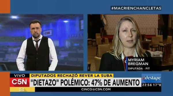 Myriam Bregman con Roberto Navarro en C5N: "Rechazamos el dietazo"