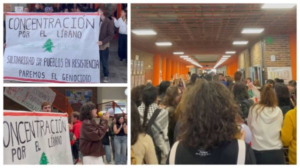 Cientos de estudiantes de la Complutense se movilizan en solidaridad con el Líbano frente a la ofensiva de Israel