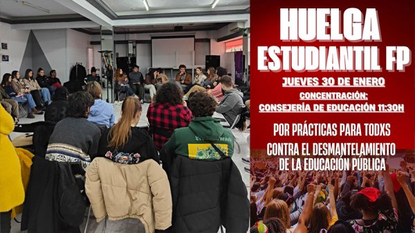 Estudiantes de FP convocan a una primera jornada de huelga contra el desmantelamiento de la educación pública y por prácticas para todxs