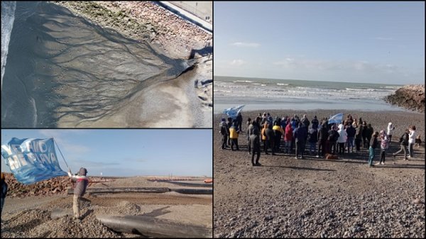 Puerto de Rawson: arrojan agua y sedimentos contaminados al mar