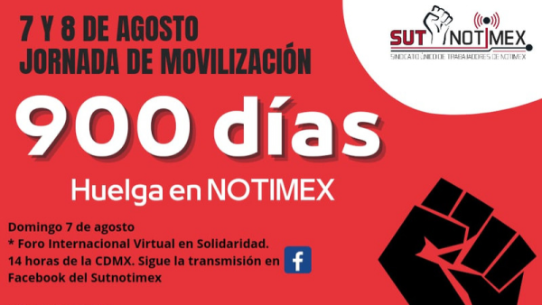 Sutnotimex convoca a jornada de movilizaciones por los 900 días de huelga