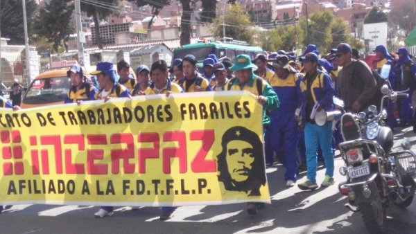 Sindicatos fabriles de La Paz se movilizaron en defensa de las fuentes de empleo