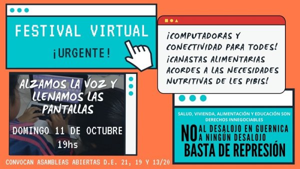 Festival virtual de docentes de la Ciudad por conectividad y alimentación para los chicos