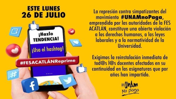 #FESACATLANReprime: con twitazo, profesores despedidos de FES-Acatlán de la UNAM exigen reinstalación