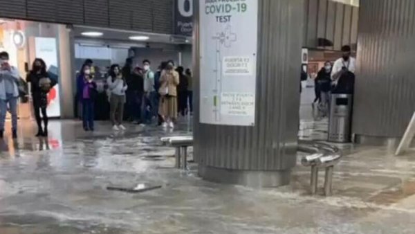 Tras lluvias, reportan inundación en AICM