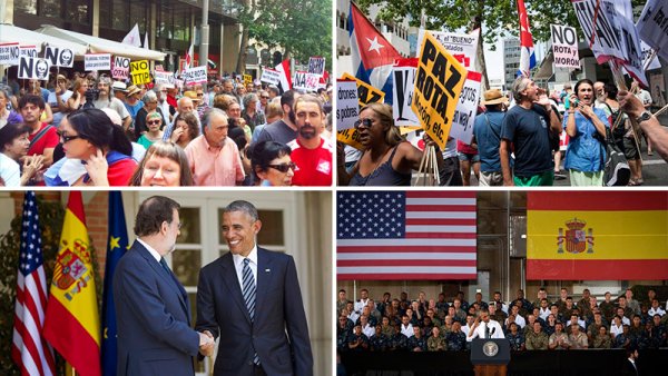 Importantes manifestaciones repudian la visita de Obama al Estado español