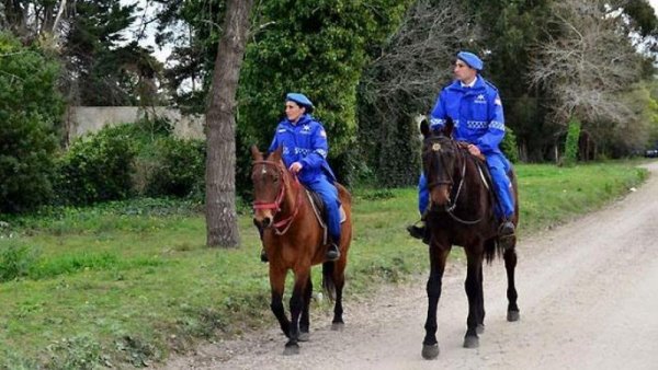 Los “pitufos” a caballo en Almirante Brown