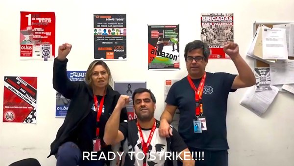 Trabajadores de Amazon MAD4 en Madrid se solidarizan con la huelga de sus compañeros de Amazon en Estados Unidos. ¡Ready to strike!