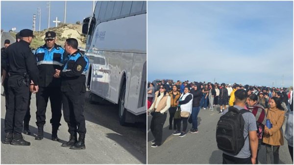 Chubut: la Policía provincial detiene los micros de trabajadores de la alimentación que se movilizaban a Rawson