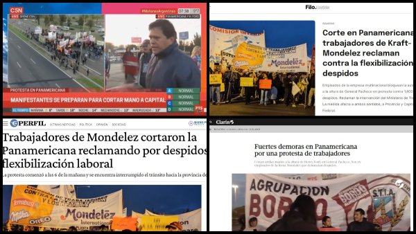 Gran impacto mediático del corte de trabajadores de Mondelez sobre Panamericana