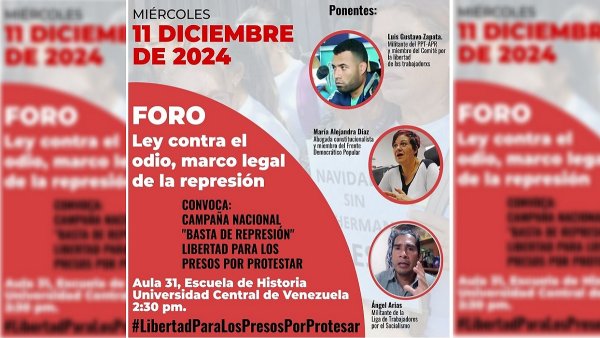 Foro en la UCV: Ley contra el odio, marco legal de la represión