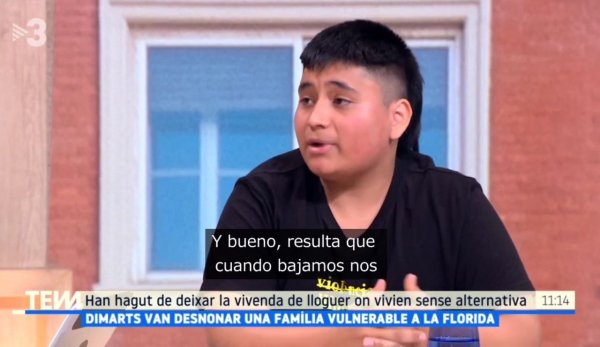 Alex, de 16 años, desmiente con su propia experiencia la falsa prohibición de los desahucios a familias vulnerables 