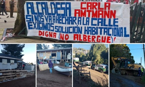 Desalojo de familias sin vivienda en Valdivia en medio del invierno más frío en 20 años