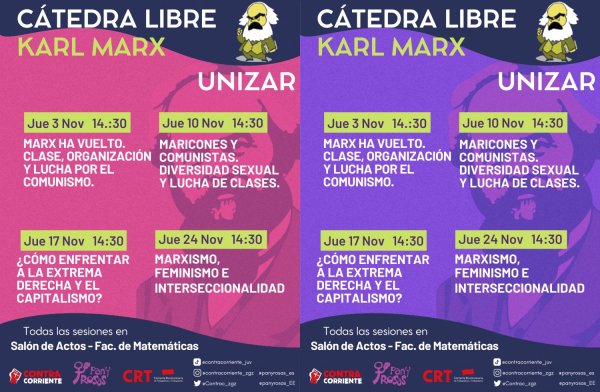 Cátedra Libre Karl Marx en Zaragoza: un noviembre de debates y luchas