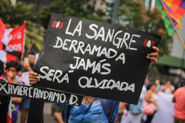 Acto del Frente de Izquierda de Argentina junto a autoconvocados peruanos: "¡Fuera Dina y todos los golpistas!"