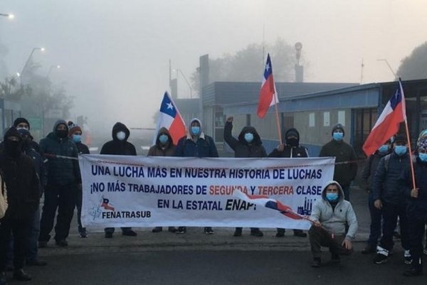 Contratistas bloquean accesos de ENAP en Concón y Quintero en medio de negociación por Acuerdo Marco