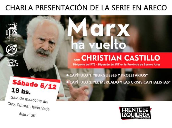 San Antonio de Areco: el sábado presentan "Marx ha vuelto" con la presencia de Christian Castillo