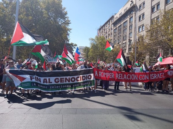 Multitudinaria marcha en Santiago en apoyo al pueblo palestino