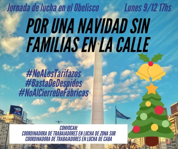 Protesta en el Obelisco ¡Por una navidad sin familias en la calle!