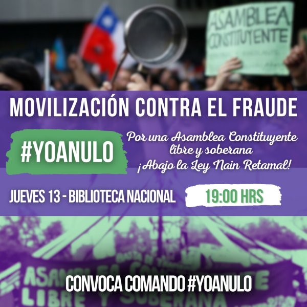 Comando #YoAnulo convoca a movilización en el frontis de la Bilbioteca Nacional