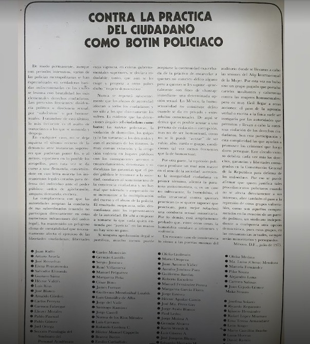 "Contra la práctica del ciudadano como botín policíaco" (Revista Siempre, 1975) / AGN