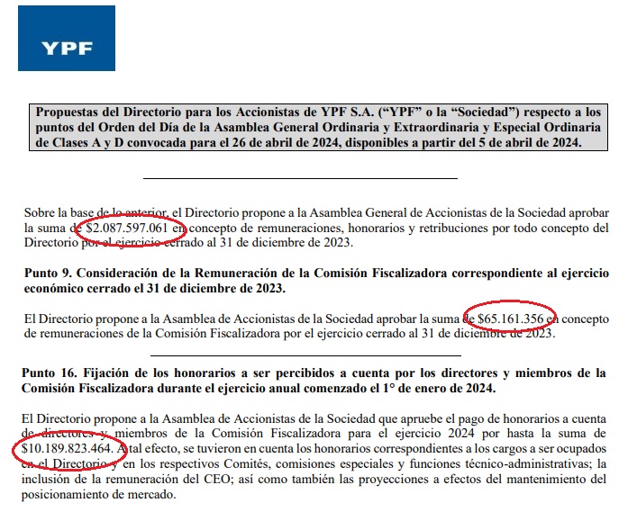 El orden del día para la asamblea del próximo viernes 26/4: la casta se sube sus millonarios sueldos