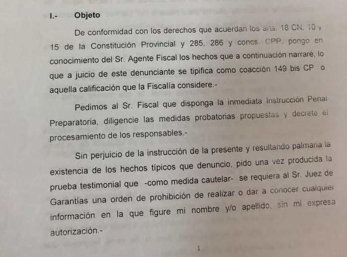 El objeto de la presentación de Lorenzo ante el fiscal Romero