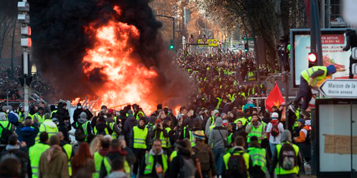 Movilización de los Chalecos Amarillos en Toulouse, Francia, el 11 de diciembre de 2018.