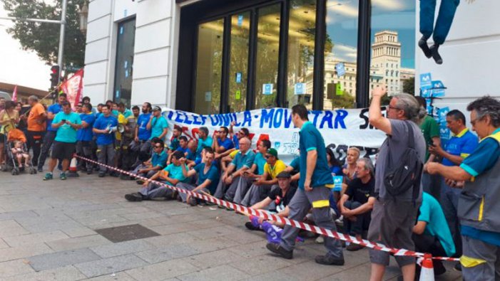 Trabajadores de Cotronic Barcelona (Grupo Sielte) durante la huelga indefinida el pasado mes de julio. Foto: ED