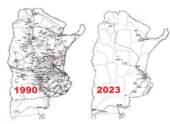 Mapa del desguace del ferrocarril