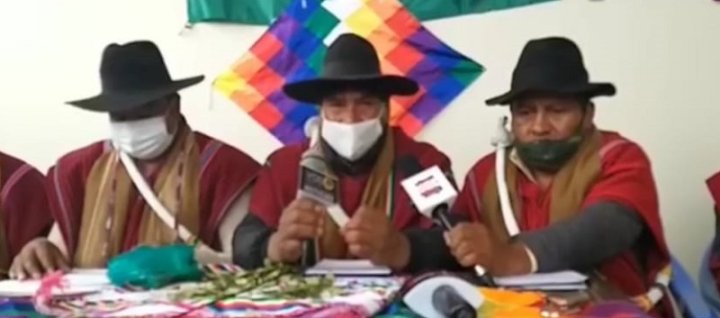 Foto: Conferencia de prensa de la Federación de Campesinos Tupac Katari (captura tomada de video)