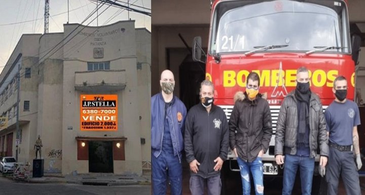 Los bomberos en su cuartel de Ramos Mejía, que tuvieron que poner en venta ante el desfinanciamiento estatal