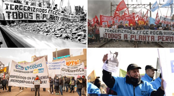 Antes y después: cortes de tercerizados ferroviarios en 2010 y 2021. Tercerizados de Edesur en lucha junto a vecines de Guernica.