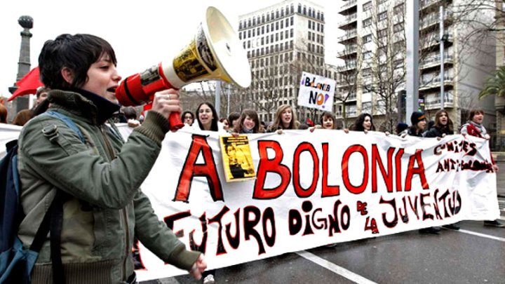 Movilización contra el Plan Bolonia en Zaragoza, año 2009.