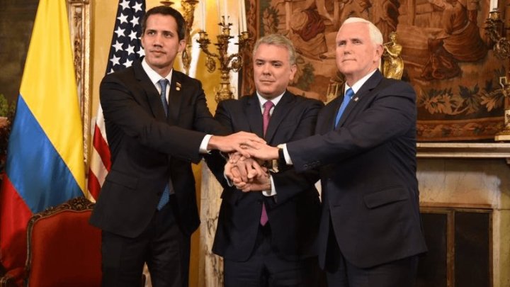 Foto de archivo: Juan Guaidó junto al vicepresidente de Estados Unidos, Mike Pence y el presidente de Colombia, Iván Duque.