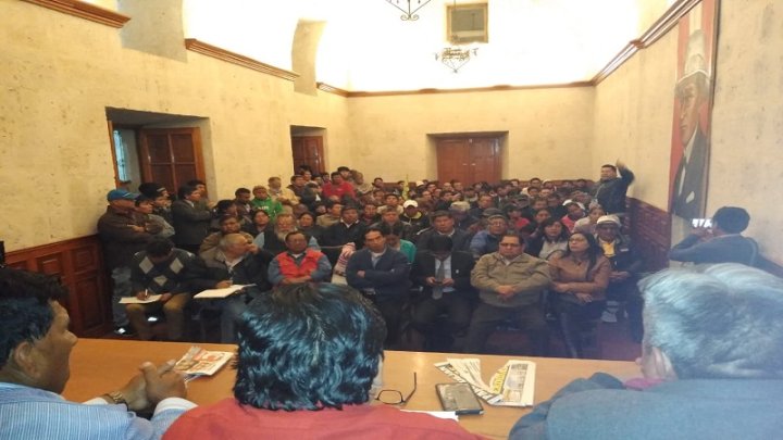 Foto: Asamblea del Comando, del 31 de julio en Arequipa, que determinó inicio huelga general contra el proyecto minero de Tía María