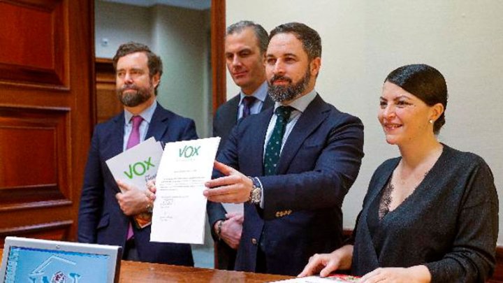 Iván Espinosa de los Monteros, Javier Ortega Smith, Santiago Abascal y Macarena Olona – EFE