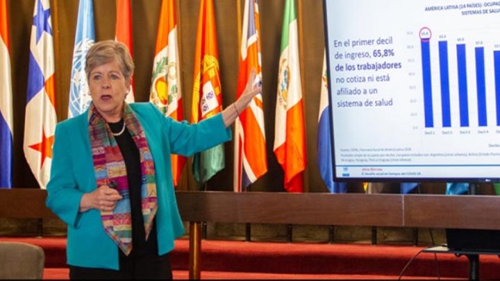 Alicia Bárcena, secrtaria ejecutiva de la CEPAL, durante la presentación del informe. Foto: CEPAL