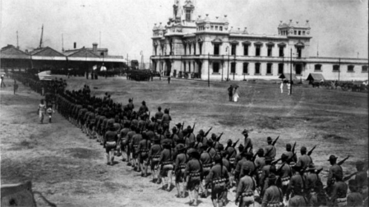 Tropas estadounidenses en Veracruz en 1914.