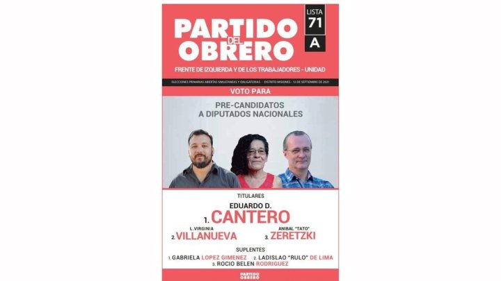 Boleta con los precandidatos a diputados nacionales Eduardo Cantero, Virginia Villanueva y Aníbal "Tato" Zeretzki.