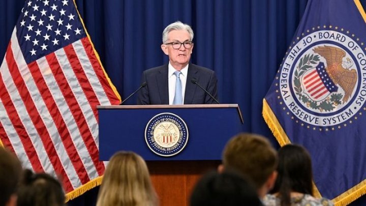 Jerome Powell, director de la FED en la conferencia de prensa del Comité Federal de Mercado Abierto (FOMC por sus siglas en inglés)