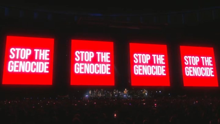 "Stop the genocide" en el escenario de Roger Waters en River