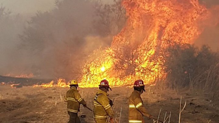 Bomberos intentan combatir un foco de incendio en Córdoba