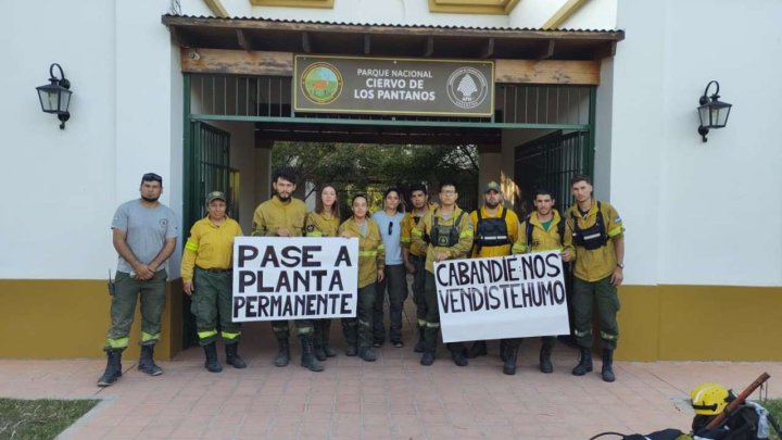 Brigadistas en el incendio del Parque Nacional Ciervo de los Pantanos.