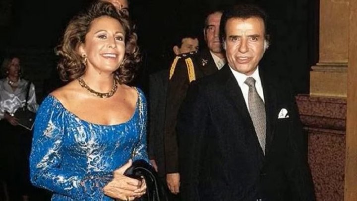 María Julia Alsogaray junto a Carlos Menem