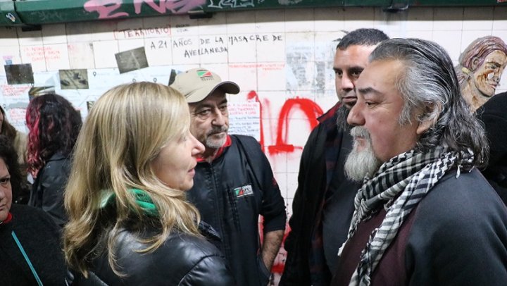 Myriam Bregman, Raúl Godoy, Leo Santillán y Alberto Santillán | Foto Romina Bermhela - Enfoque Rojo