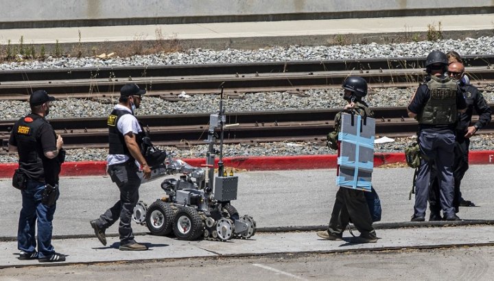 Un robot similar al que usará la Policía de San Francisco, probado en Santa Clara, California.