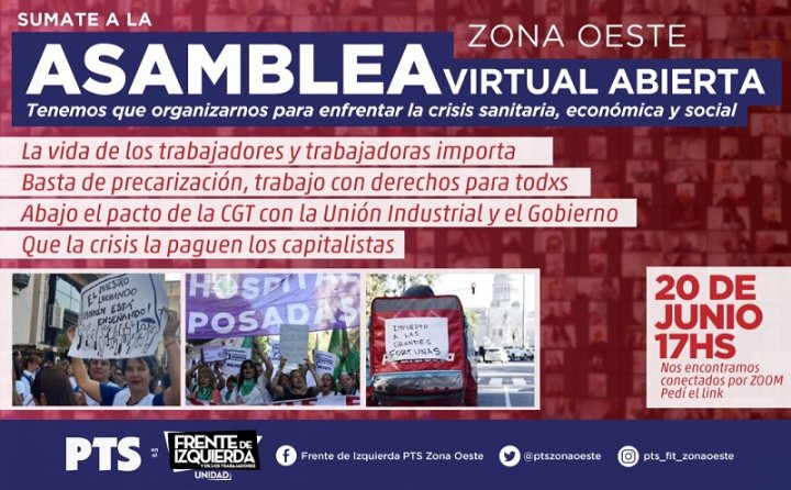 La invitación a la asamblea de este sábado 20