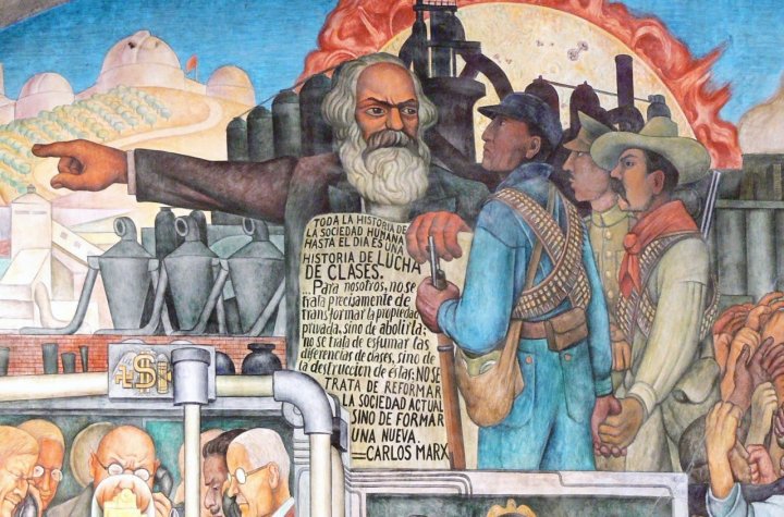 Marx en un fragmento del mural de Diego Rivera, 'Epopeya del pueblo mexicano' entre 1929 y 1935, en el Palacio Nacional de la Ciudad de México