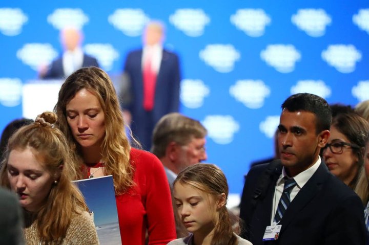 Greta da la espalda a Trump durante su discurso. Foto: Reuters